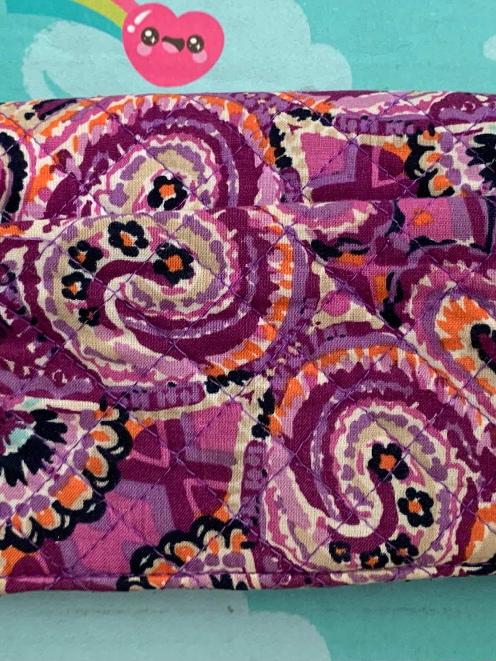 Vera Bradley Purple Paisley Quilted Cosmetic Pouch